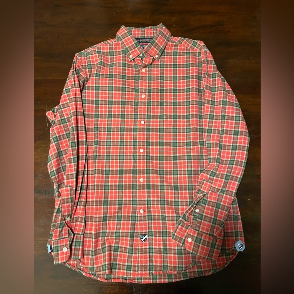 Cremieux Classics Men's Size Large Red Green Plaid Long Sleeve Flannel Shirt 38